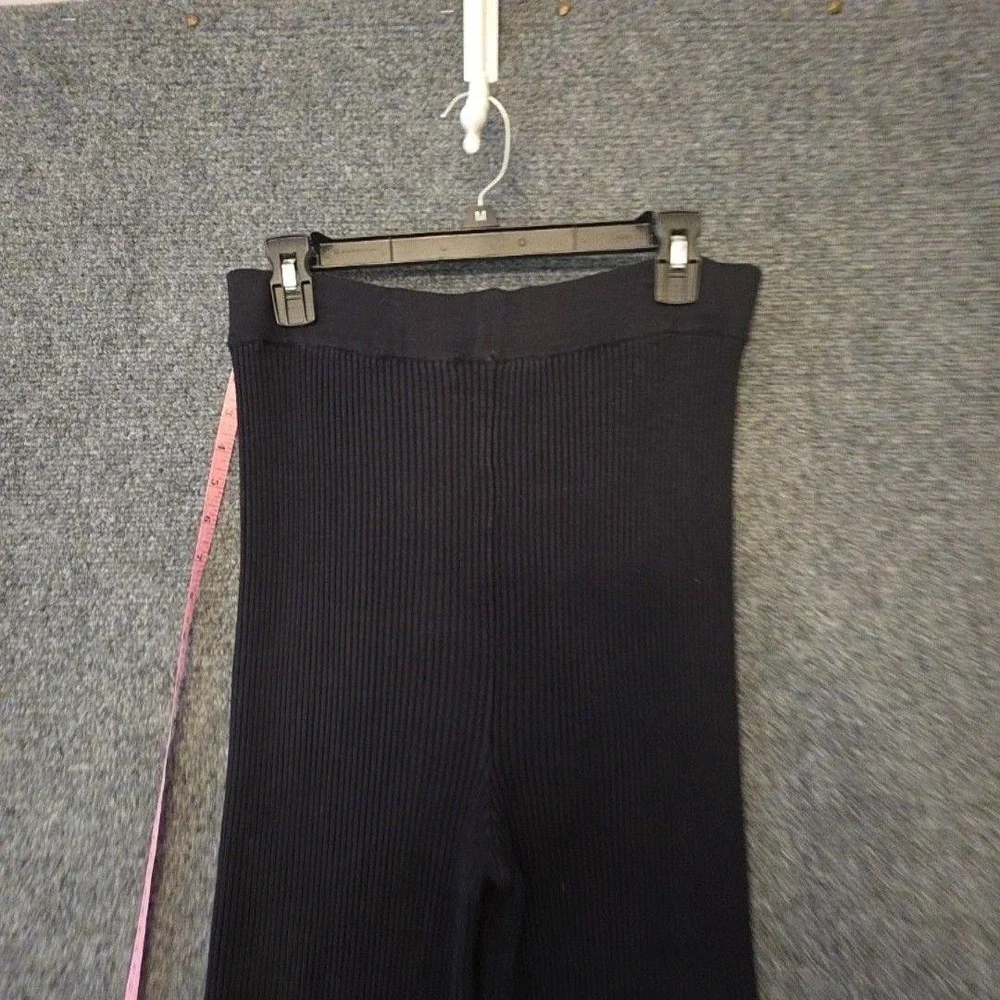 Salt Murphy Pants Womens M Black Ribbed Knit Pull On Flare Leg Stretch Lounge